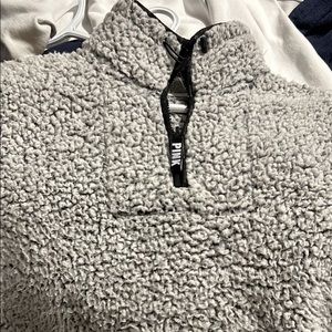 VS pink Sherpa quarter zip